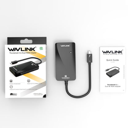 WAVLINK WL-UTA01H Type-C Thunderbolt 3 to Dual HDMI Multi-Screen Extender Splitter Adapter, WL-UTA01H