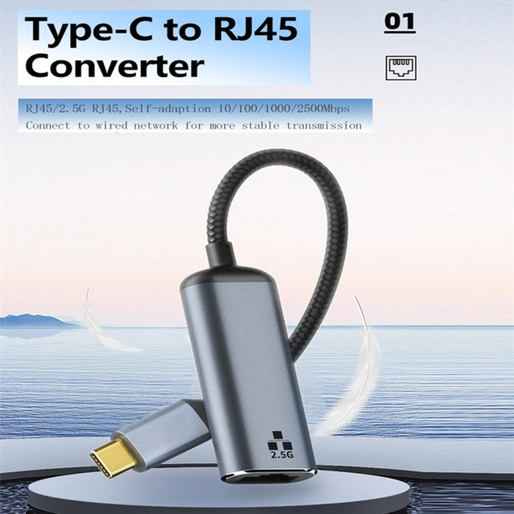 Type-C to RJ45 2500Mbps Ethernet Adapter, Type-C to RJ45