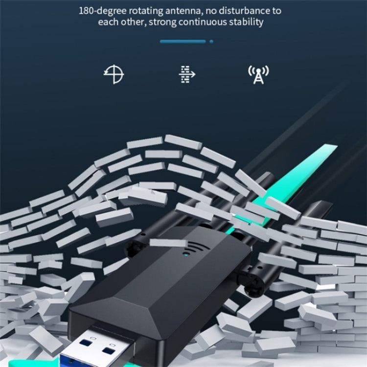 4-Antennas Dual-Band Driver-Free USB3.0 High-Speed Wireless Computer Network Adapter, A07