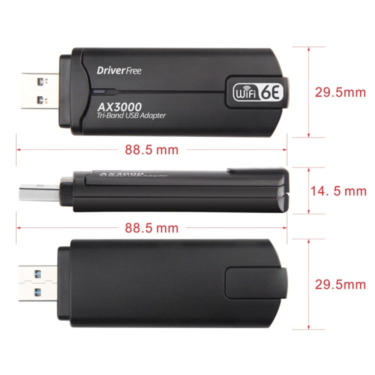 WD-AX3000 For Desktop PC WiFi Receiver USB 3.0 WiFi6 Driver Free Wireless Network Card, WD-AX3000