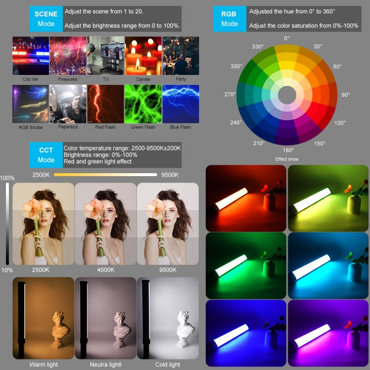 VLOGLITE W270RGB Live Streaming E-Sports Handheld Fill Light LED Studio Light, US Plug, UK Plug, EU Plug