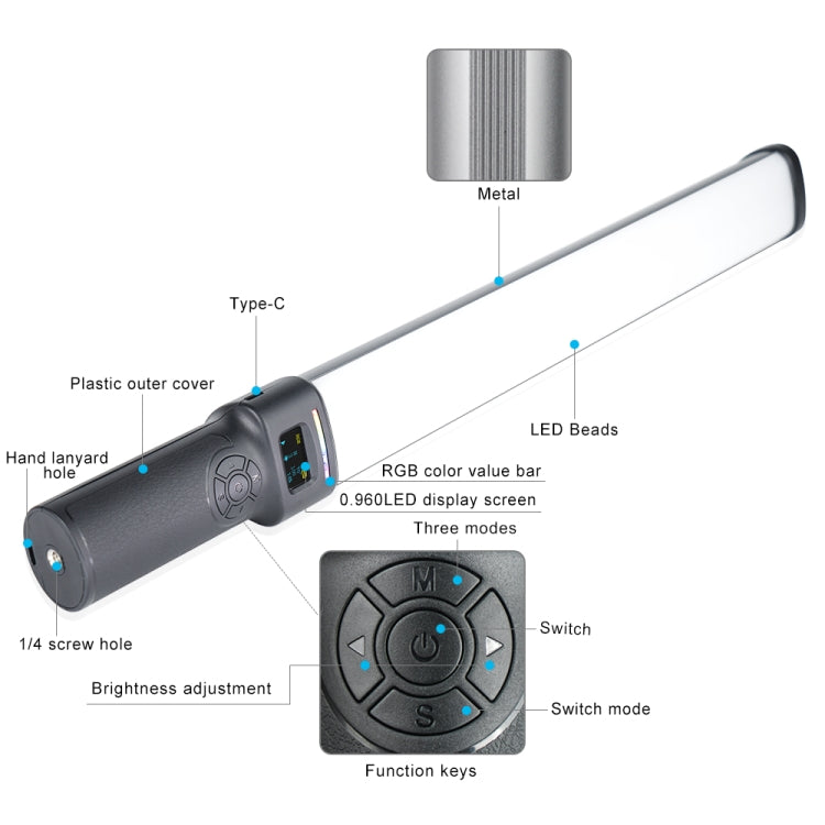 VLOGLITE W270RGB Live Streaming E-Sports Handheld Fill Light LED Studio Light, US Plug, UK Plug, EU Plug