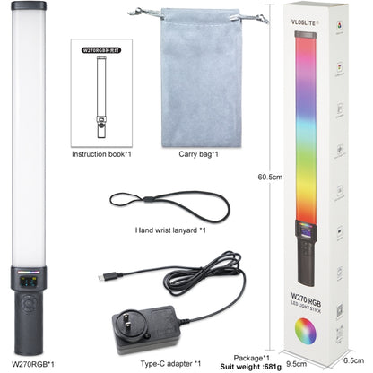 VLOGLITE W270RGB Live Streaming E-Sports Handheld Fill Light LED Studio Light, US Plug, UK Plug, EU Plug