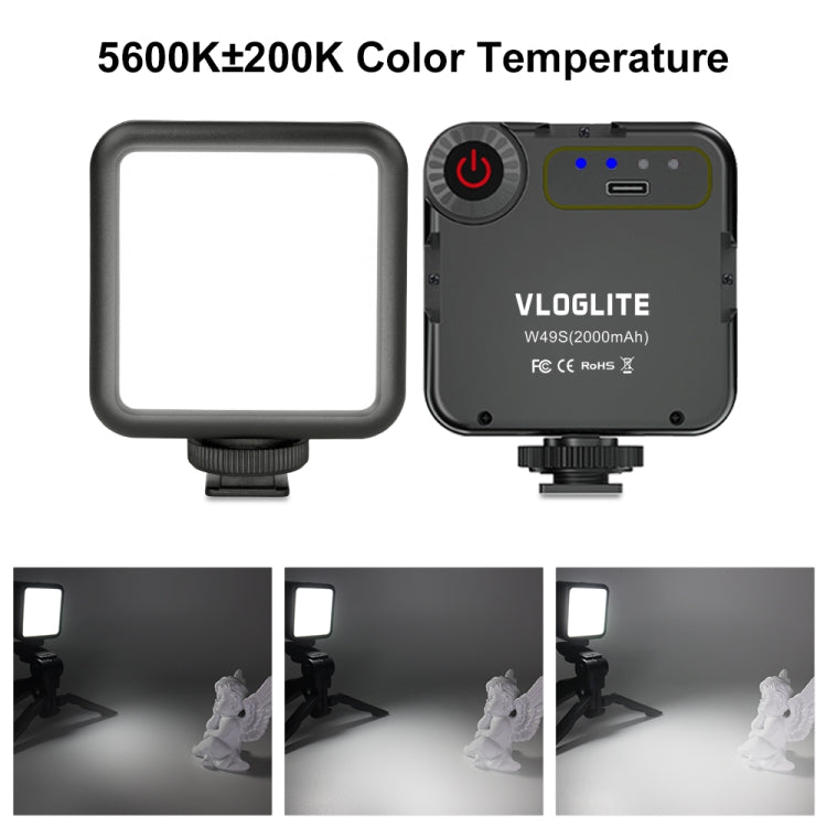VLOGLITE W49S Adjustable Brightness Mini Beauty Video Light Photography Live Streaming LED Fill Light, W49S