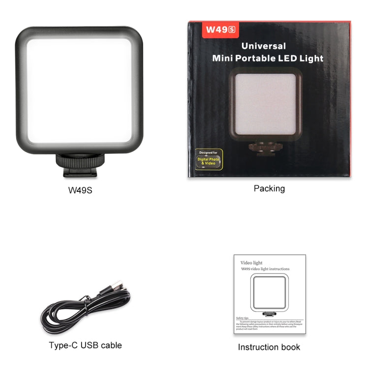 VLOGLITE W49S Adjustable Brightness Mini Beauty Video Light Photography Live Streaming LED Fill Light, W49S