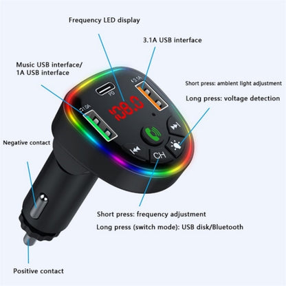 P25 Phone Dual USB Cigarette Lighter Charger Bluetooth Hands-Free Car Player, P25