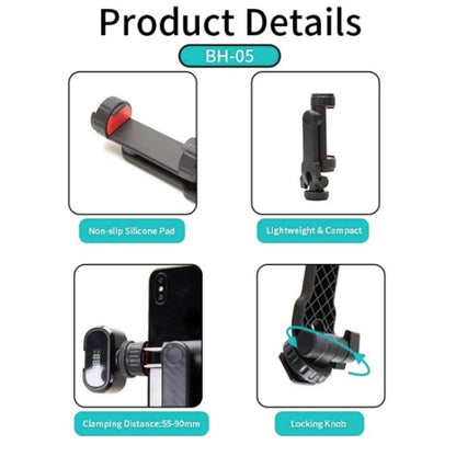 JMARY BH-05 360-Degree Rotating Mount Camera Holder Smartphone Clamp Bracket, BH-05