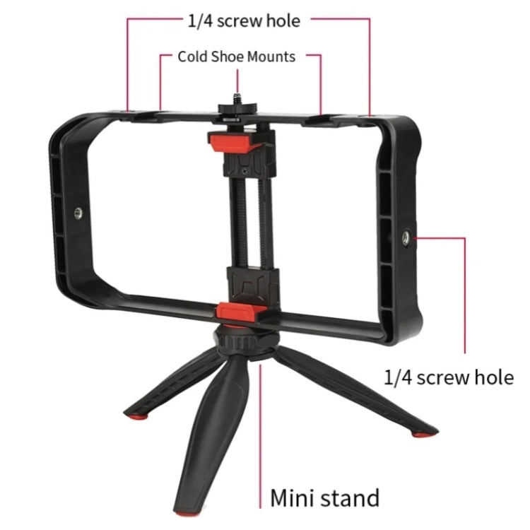 JMARY MT-33 Phone Stand Tripod ABS Video Recording Vlog Mobile Phone Rig Cage, MT-33