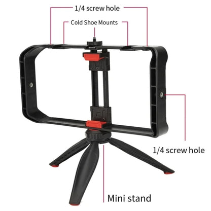 JMARY MT-33 Phone Stand Tripod ABS Video Recording Vlog Mobile Phone Rig Cage, MT-33