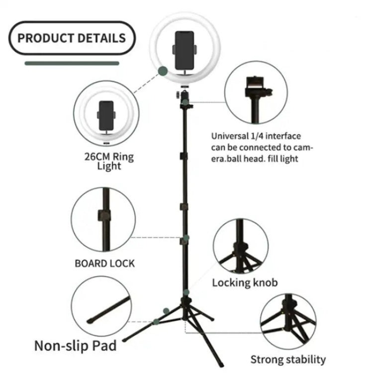 JMARY FM-536A 10 inch Ring Live Fill Light Streaming Stand Beauty Light Set, FM-536A