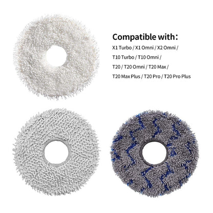 JUNSUNMAY 4pcs Washable Mop Pads Replacement for ECOVACS DEEBOT X1 Turbo / X2 Omni / T20 Pro