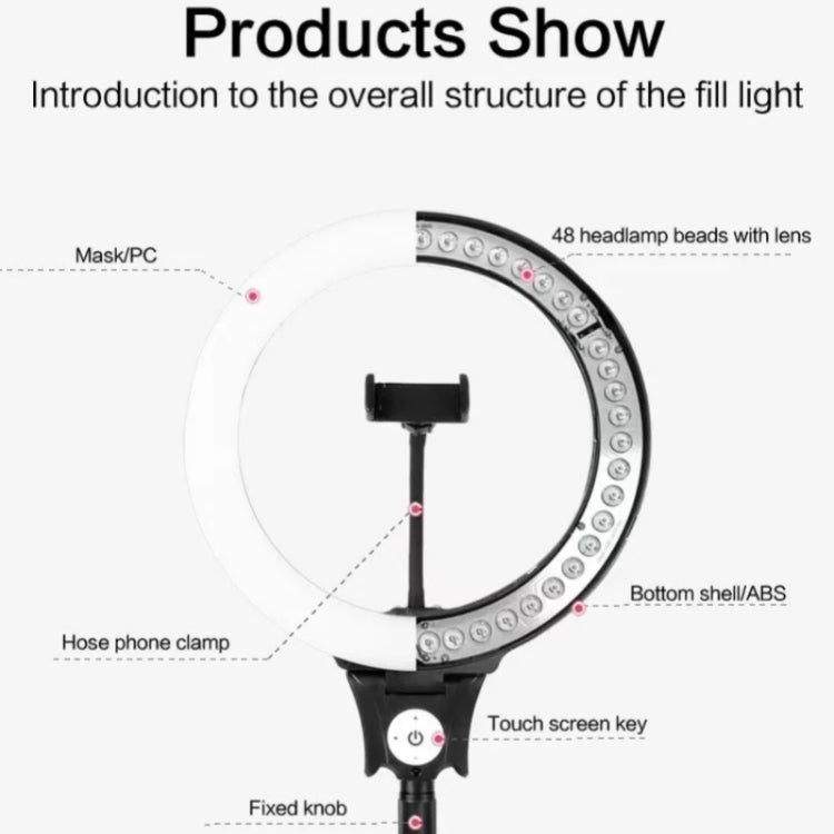 JMARY FM-12R Photography LED Fill Light 12-inch Video Recording Ring Light, US Plug, EU Plug