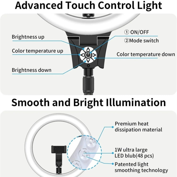 JMARY FM-12R Photography LED Fill Light 12-inch Video Recording Ring Light, US Plug, EU Plug