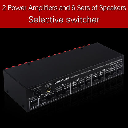 2 In 6 Out Power Amplifier Speaker Selector 6 Region Stereo Speaker Switcher, 2 In 6 Out