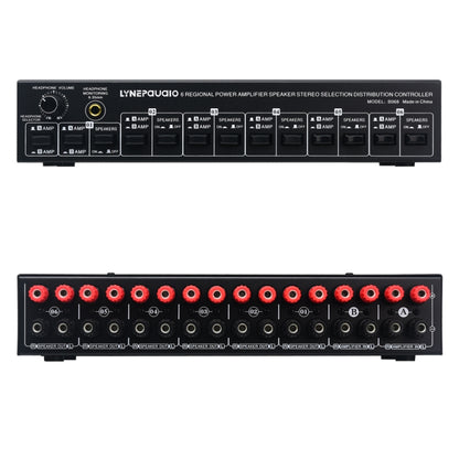 2 In 6 Out Power Amplifier Speaker Selector 6 Region Stereo Speaker Switcher, 2 In 6 Out