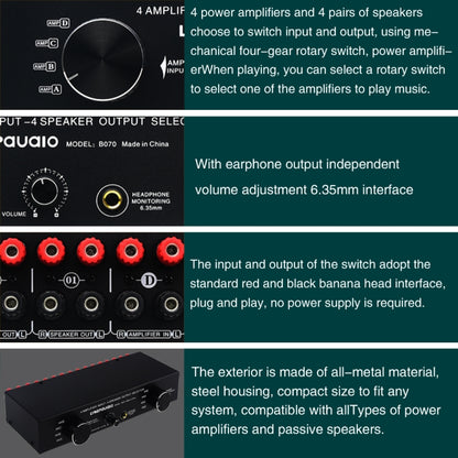4 Input 4 Ooutput Power Amplifier Speaker Selector Switcher Speaker Comparator, 4 Input 4 Ooutput