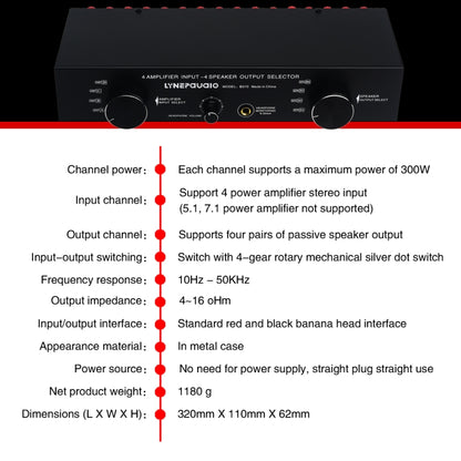 4 Input 4 Ooutput Power Amplifier Speaker Selector Switcher Speaker Comparator, 4 Input 4 Ooutput