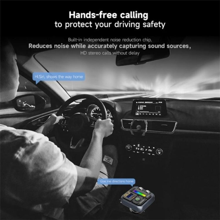 MT04 Car Bluetooth Adapter Type-C + USB Car Charger FM Transmitter HiFi Music MP3 Player, MT04