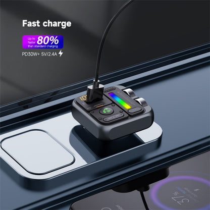 MT04 Car Bluetooth Adapter Type-C + USB Car Charger FM Transmitter HiFi Music MP3 Player, MT04