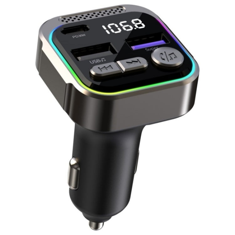 C54 PD 30W Dual USB Car Charger Alloy Car Bluetooth Adapter FM Transmitter MP3 Player, C54