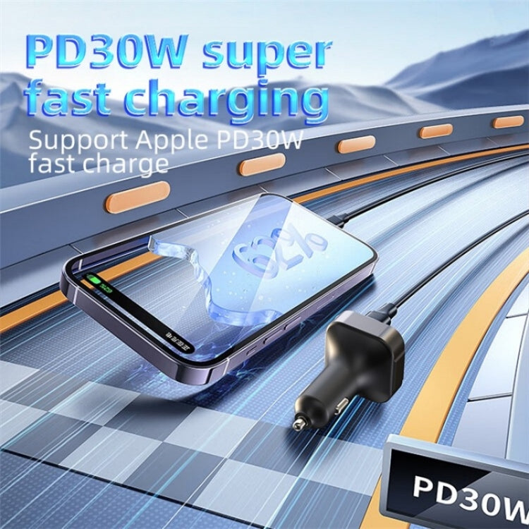 C54 PD 30W Dual USB Car Charger Alloy Car Bluetooth Adapter FM Transmitter MP3 Player, C54