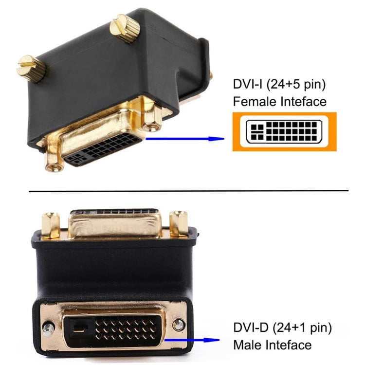 90 Degree Right Angled DVI 24+5 DVI-I Digital Dual Link Male To Female Extension Adapter for HDTV LCD Monitor
