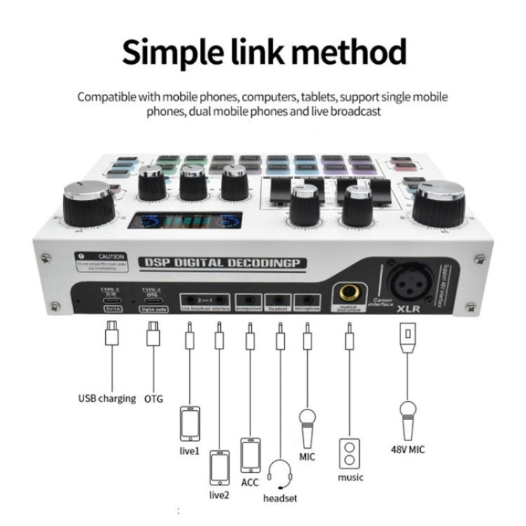X7 48V Live Broadcast Audio Mixer Professional Microphone Live Sound Card, X7