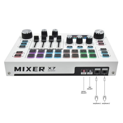 X7 48V Live Broadcast Audio Mixer Professional Microphone Live Sound Card, X7