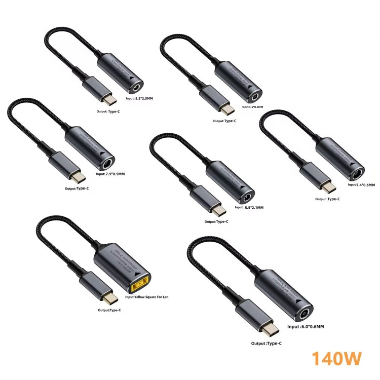 140W Computer Charging Adapter For Lenovo Thinkpad / ThinkBook / Xiaoxin(DC 4.5 x 0.6mm to USB-C / Type-C ), 4530, 7450, 5521, 5525, 6006, 7909, Yellow Square Port