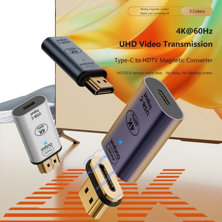 Type-C Female to HDMI 2.0 Male Converter Adapter 4K 60Hz HD Magnetic Plug