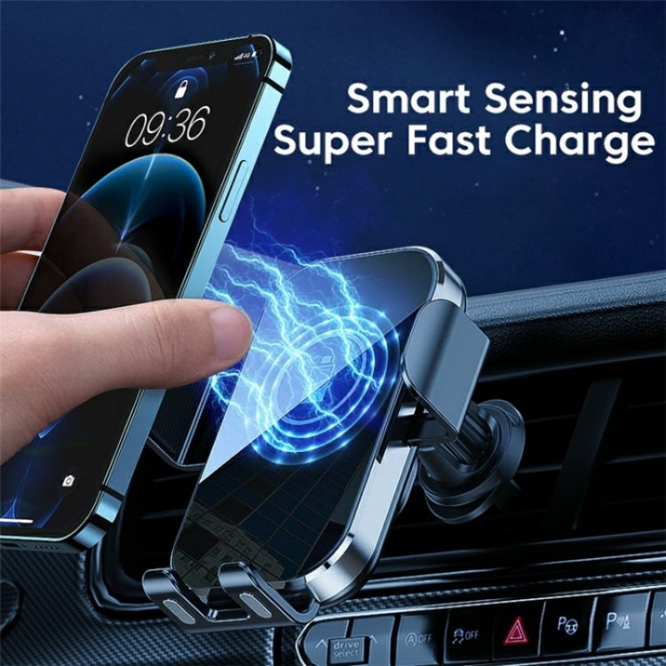 X10 15W Wireless Fast Charging Car Phone Navigation Holder, X10 (黑色), X10 (Silver)