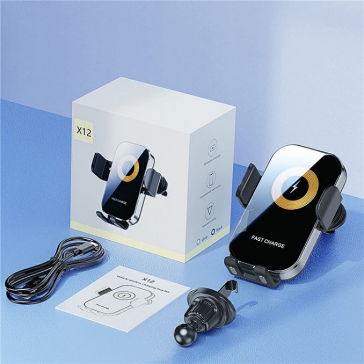 X12 Car Air Vent Touch Sensing Wireless Phone Charger Holder, X12 (Black), X12 (Silver)