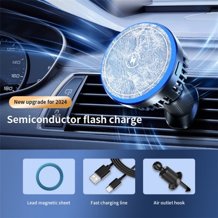 T2 Vehicle Air Vent Phone Charging Stand Magnetic Wireless Colorful Light Charger, T2