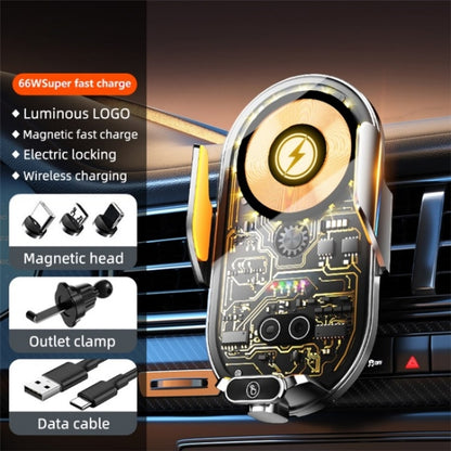 C23 66W Car Air Vent Phone Holder Wireless Charger, C23 (Black), C23 (Gold), C23 (Grey)