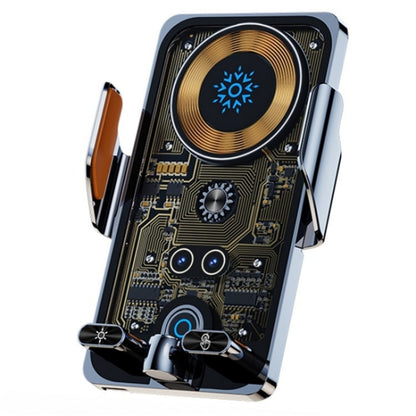 F18 With Infrared Sensor Phone Charging Aluminum Alloy Bracket Car Wireless Charger, F18 (Transparent Black), F18 (Transparent Silver)