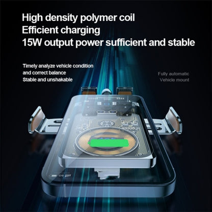 F18 With Infrared Sensor Phone Charging Aluminum Alloy Bracket Car Wireless Charger, F18 (Transparent Black), F18 (Transparent Silver)
