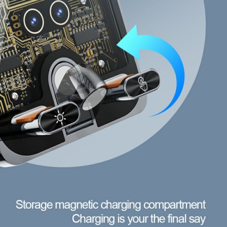 F18 With Infrared Sensor Phone Charging Aluminum Alloy Bracket Car Wireless Charger, F18 (Transparent Black), F18 (Transparent Silver)