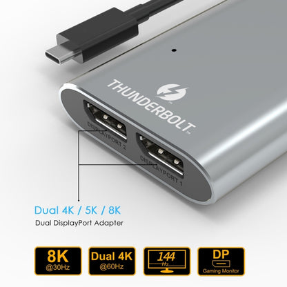 WAVLINK UTA21D DP 4K/5K/8K Video Thunderbolt 3 Type-C to Dual DisplayPort  Adapter, UTA21D
