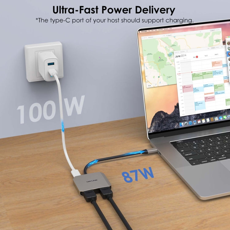 WAVLINK WL-UHP510Pro 4K/60Hz Video Converter USB-C Male to Dual HDMI Female Adapter, WL-UHP5