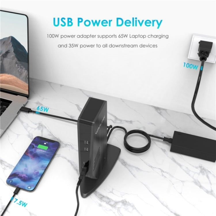 WAVLINK UG69PD5 USB-C HD 60Hz Monitor Adapter Dual 4K Display Docking Station, US Plug, AU Plug, EU Plug, UK Plug