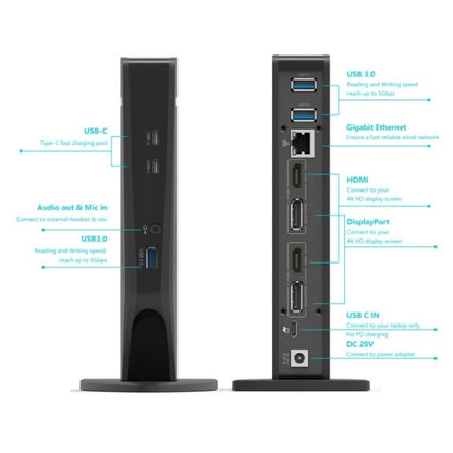 WAVLINK WL-UG69DK5 Laptop Dual 5K / 4K 60Hz Monitor Adapter USB 3.0 Docking Station, US Plug, AU Plug, UK Plug, EU Plug