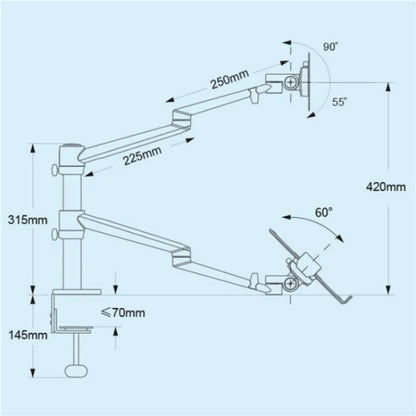 OL-10T Clip-on Desktop Stand Dual Computer Monitor Riser Bracket Laptop Holder, OL-10T