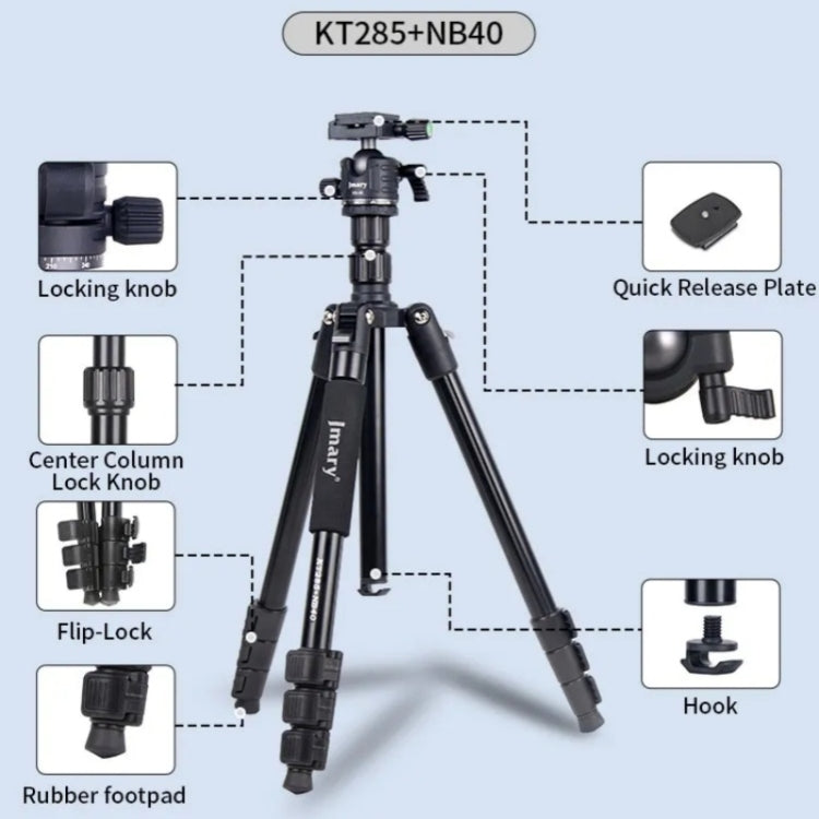 JMARY KT285+NB40 Live Streaming Photography Monopod Tripod Detachable Camera Stand, KT285+NB40