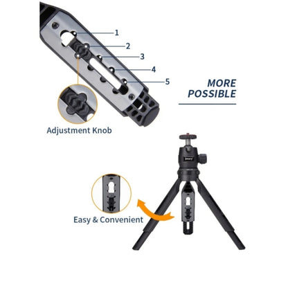 JMARY MT-30 Desktop Tripod Camera Phone Projector Selfie Stick 5-section Adjustable Tripod, MT-30