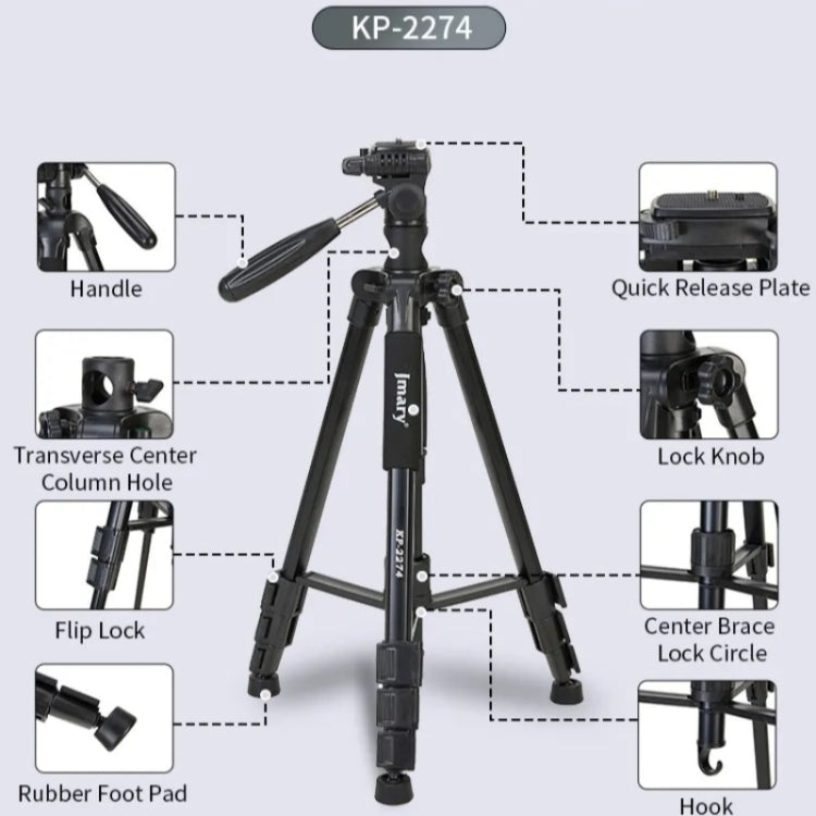 JMARY KP-2274 5-section Adjustable Monopod Multi-function Outdoor Photography Tripod, KP-2274