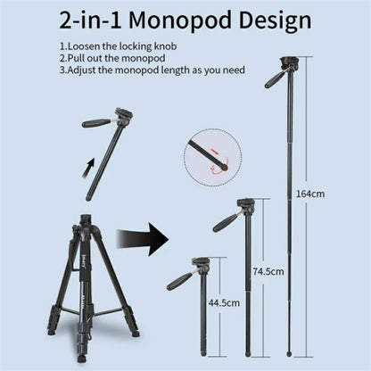JMARY KP-2294 Detachable 179cm 4-section Adjustable Monopod Panoramic Photography Tripod, KP-2294