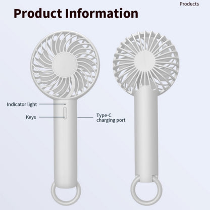 S3 3 Speed Low Noise Hanging Hole Desk Fan Portable Rechargeable Handheld Cooling Fan, S3 (White), S3 (Pink), S3 (Baby Blue)