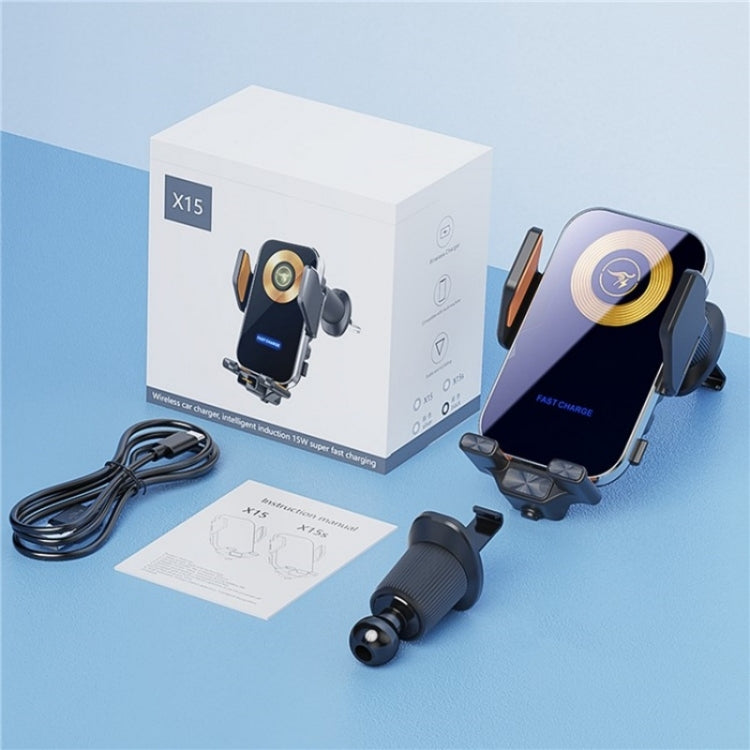 X15 Wireless Charger Mobile Phone Bracket Car Air Vent Cell Phone Mount Holder, X15 (Silver), X15 (Black)