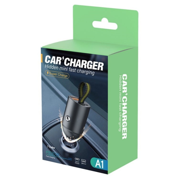 A1 QC 3.0+PD 30W Dual Car Charger Hidden Car Cigarette Lighter Phone Fast Charging Adapter
