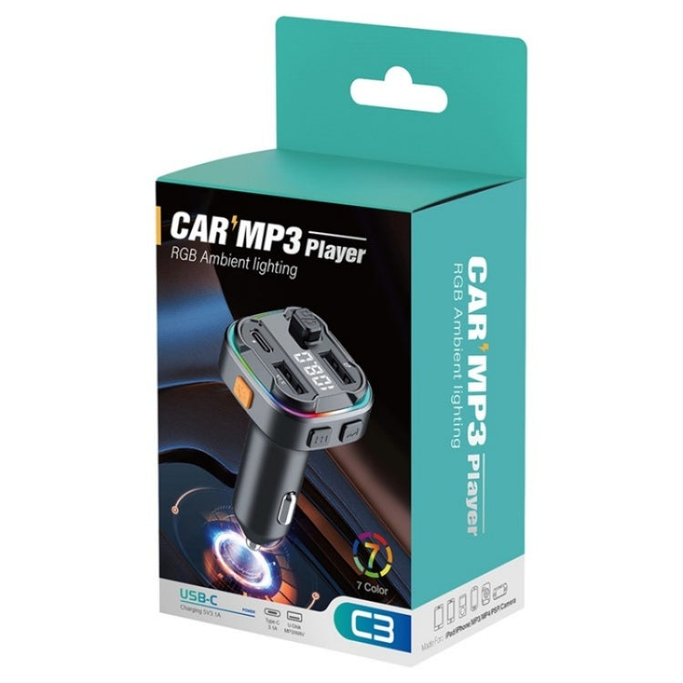 C3 Dual USB Car Charger Bluetooth Hands-free Call Adapter FM Transmitter Car MP3 Music Player, C3